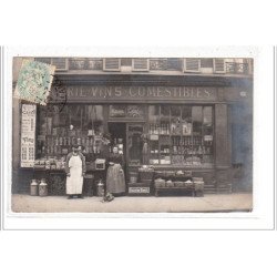 PARIS 14 : carte photo de la maison LEDUC au 13 rue Bénard (mercirie - vins - comestibles) -  très bon état