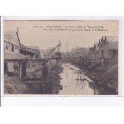 NANTES: canal pelloutier, la partie comblée en décembre 1902, avec, dans la perspective, le clocher de l'église - tbe