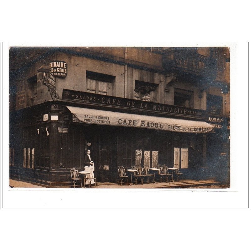PARIS : carte photo du café de la Mutualité vers 1910 - très bon état