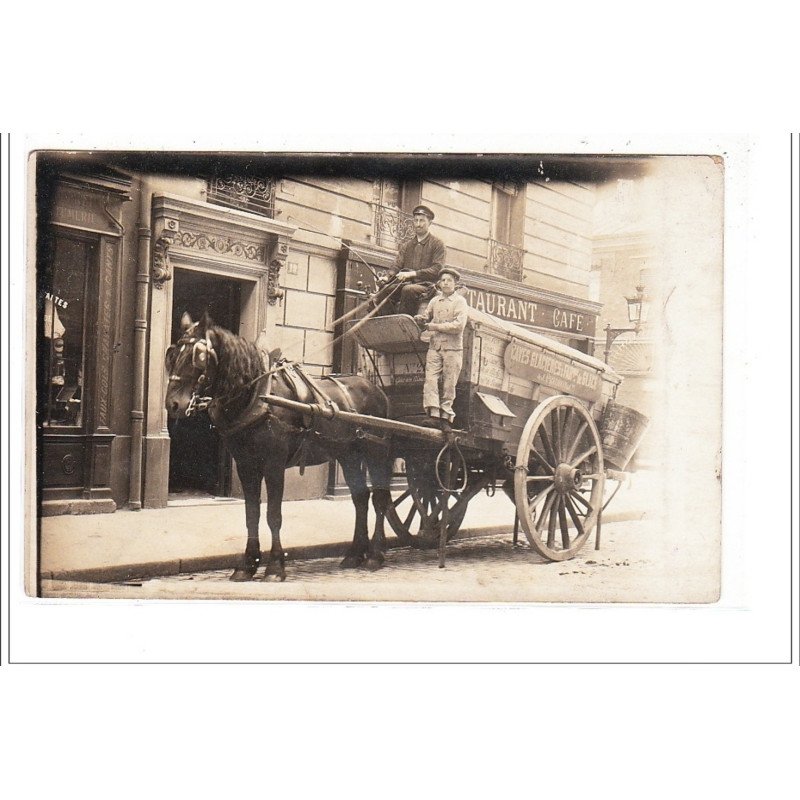 PARIS : carte photo d'un attelage de livraison des caves glacières PRUDHON vers 1910 - très bon état PARIS : carte photo d'un attelage de livraison des caves glacières PRUDHON vers 1910 - très bon état