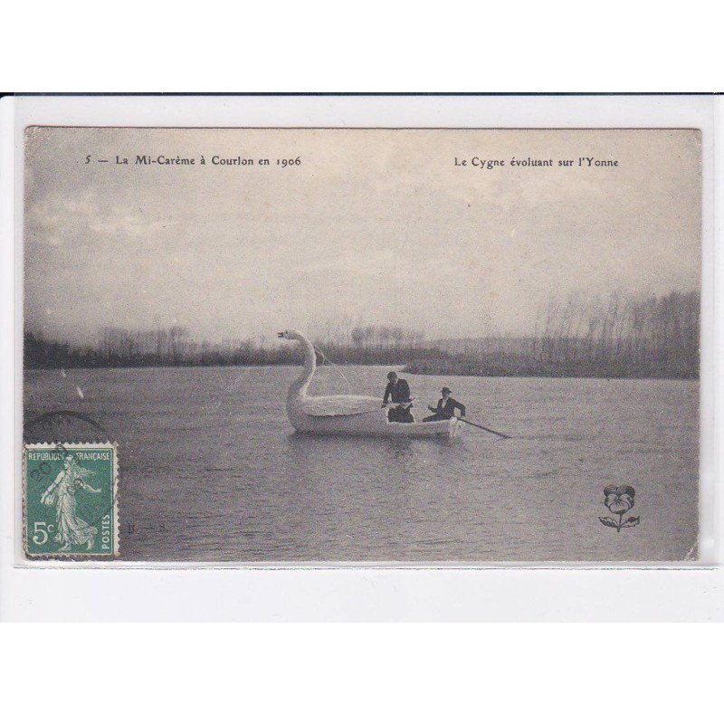 COURLON: la mmi-carême à courlon en 1906, le cygne sur l'yonne - très bon état