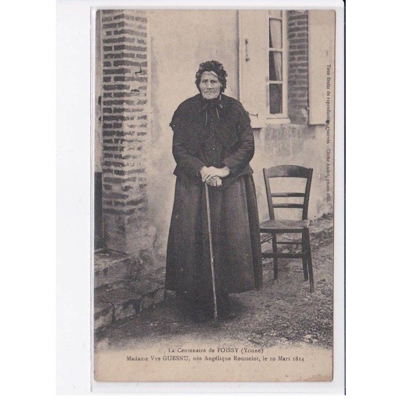 FOISSY: la centenaire, Mme Vve Guesnu, 1814 - très bon état