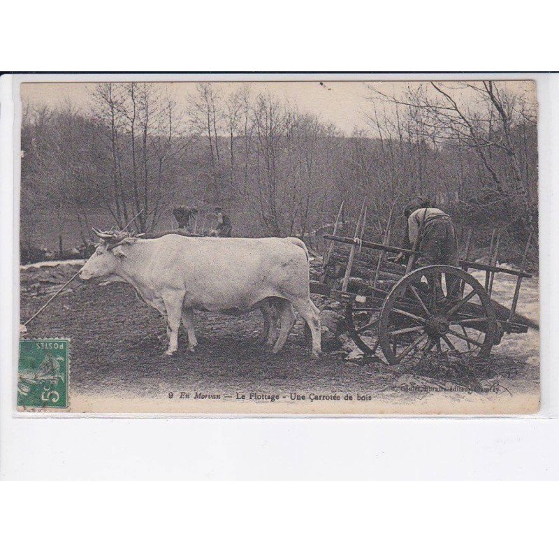 YONNE: le plottage, une carrotée de bois, boeufs, attelage - très bon état