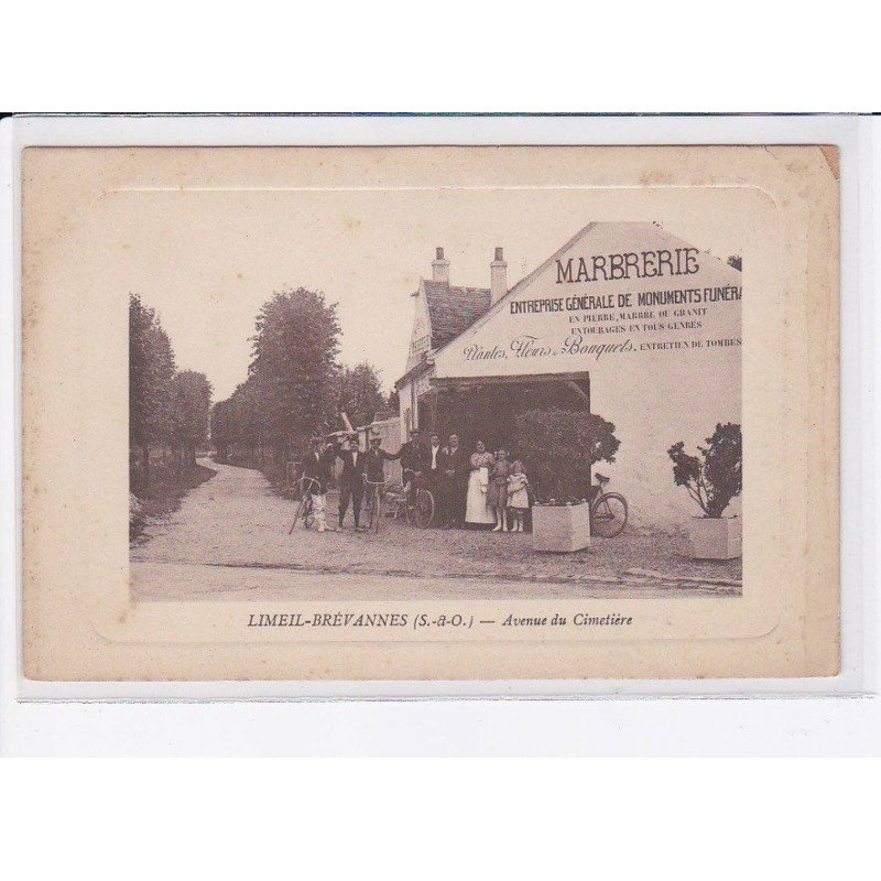 LIMEIL-BREVANNES: avenue du cimetière, marbrerie entreprise générale de monuments funéraires - état
