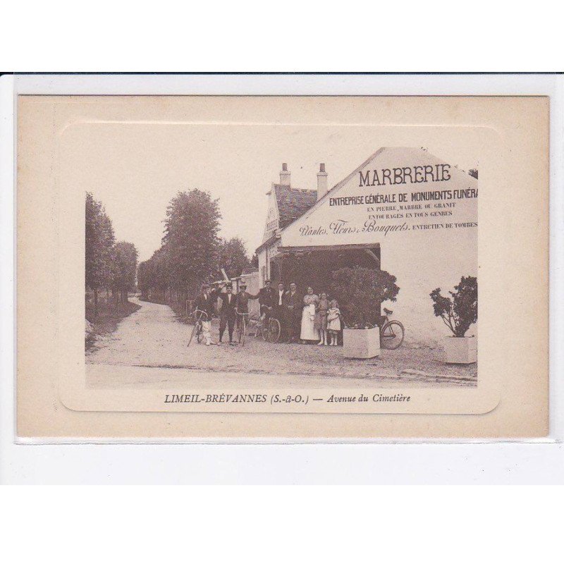 LIMEIL-BREVANNES: avenue du cimetière, marbrerie entreprise générale de monuments funéraires - très bon état