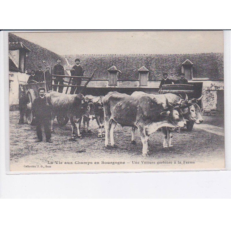 YONNE: la vie dans les champs, une voiture gerbière à la ferme - très bon état