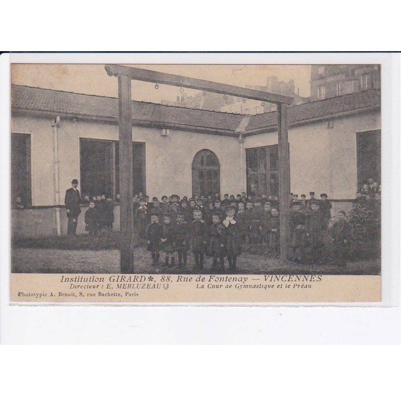 VINCENNES: institution girard, le cour de gymnastique et le préau - très bon état