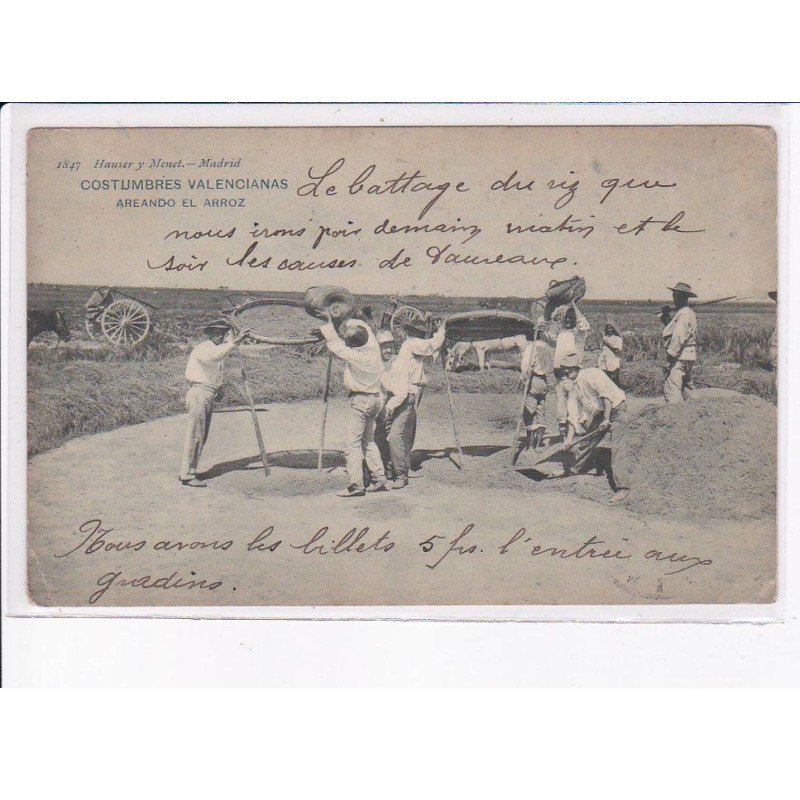 ESPAGNE: MADRID: costumbres valencianas areando el arroz, agriculture - état