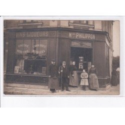 FRANCE: carte photo, à localiser, maison Philippon, vins liqueurs, épicerie mercerie - très bon état
