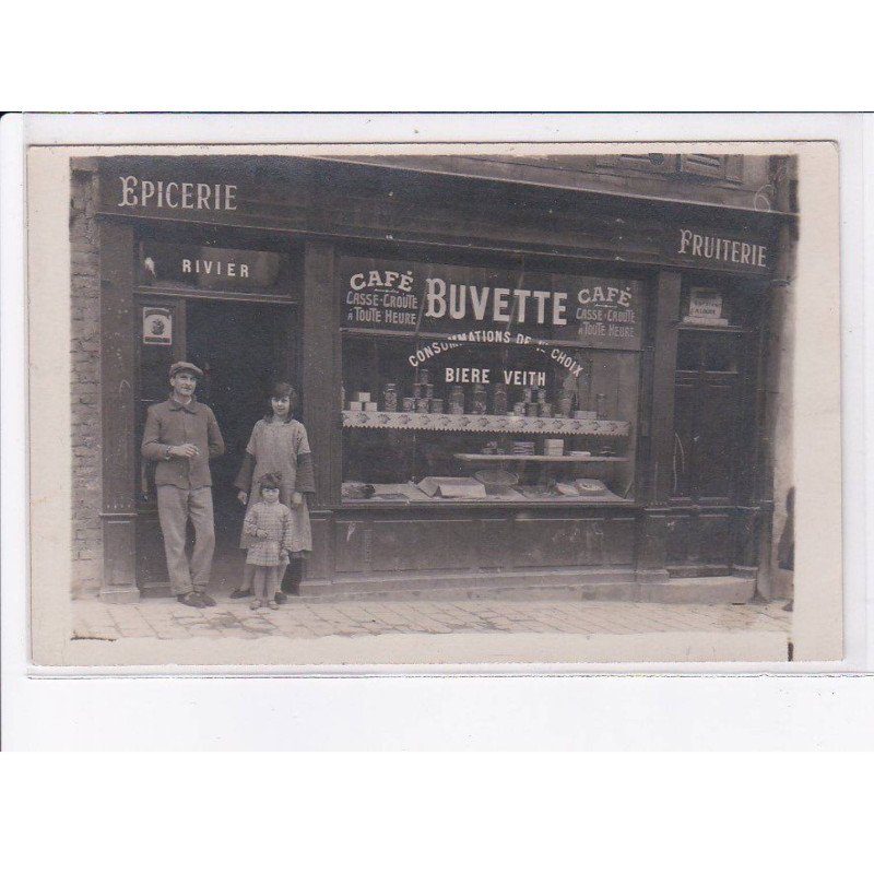 FRANCE: carte photo, à localiser, épicerie, café buvette, Rivier - très bon état