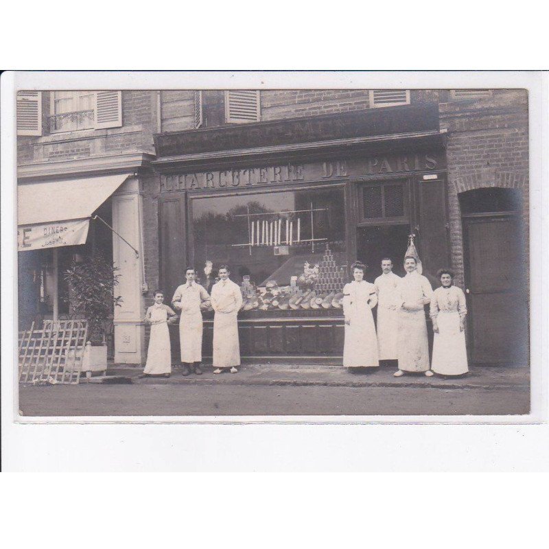 FRANCE: carte photo, à localiser, le court-menault, charcuterie de paris - très bon état