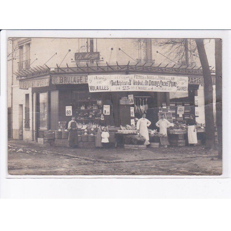 FRANCE: carte photo, à localiser, épicerie morin, volailles - état