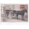 FRANCE: carte photo, à localiser, attelage, boucherie - très bon état