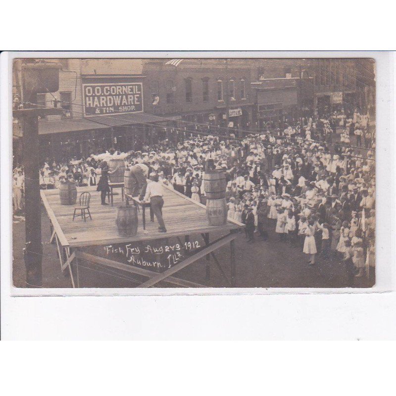 ETATS-UNIS: ILLINOIS: AUBURN: O.O. Corneil hardware, fish fry 1912 - très bon état