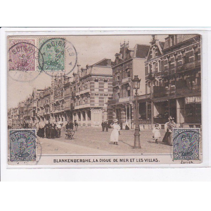 BELGIQUE: FLANDRE OCCIDENTALE: BLANKENBERGHE: la digue de mer et les villas - très bon état