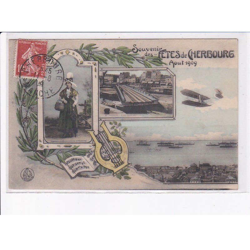 CHERBOURG: souvenir des fêtes de cherbourg, aviation, août 1909 - très bon état