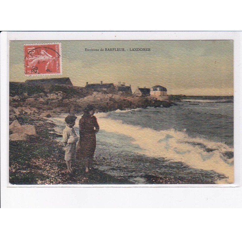 LANDOMER: vue de plage, mer, village - très bon état