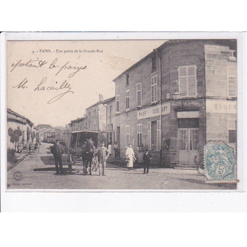 FAINS: une parti de la grande rue, attelage - très bon état