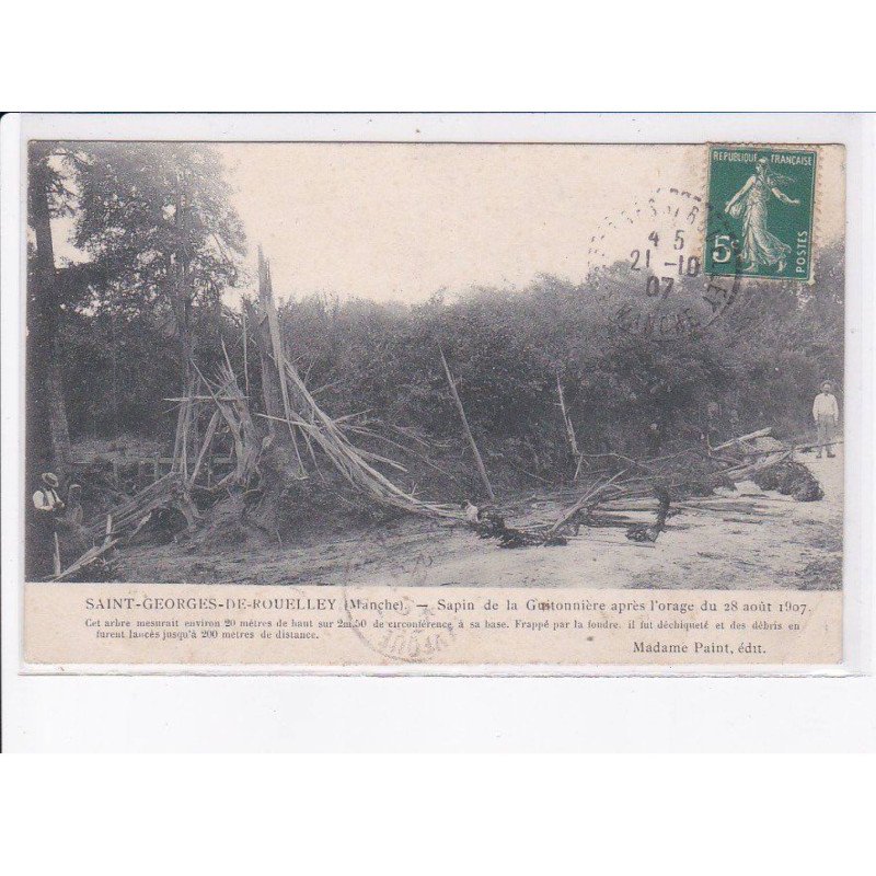 SAINT-GEORGES-de-ROUELLEY: sapin de la guitonnière après l'orage du 28 août 1907 - très bon état