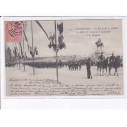 CHERBOURG: la revue du 14 juillet, le défilé de l'infanterie coloniale et le drapeau - très bon état