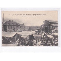 SAINT-PIERRE-EGLISE: les halles et place du marché - très bon état