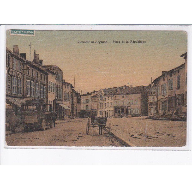 CLERMONT-en-ARGONNE: place de la république, camion, attelage - état