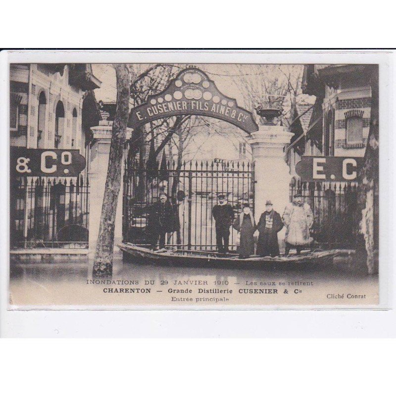 CHARENTON: grande distillerie cusenier et Cie, après l'inondation janvier 1910 les eaux se retirent - très bon état