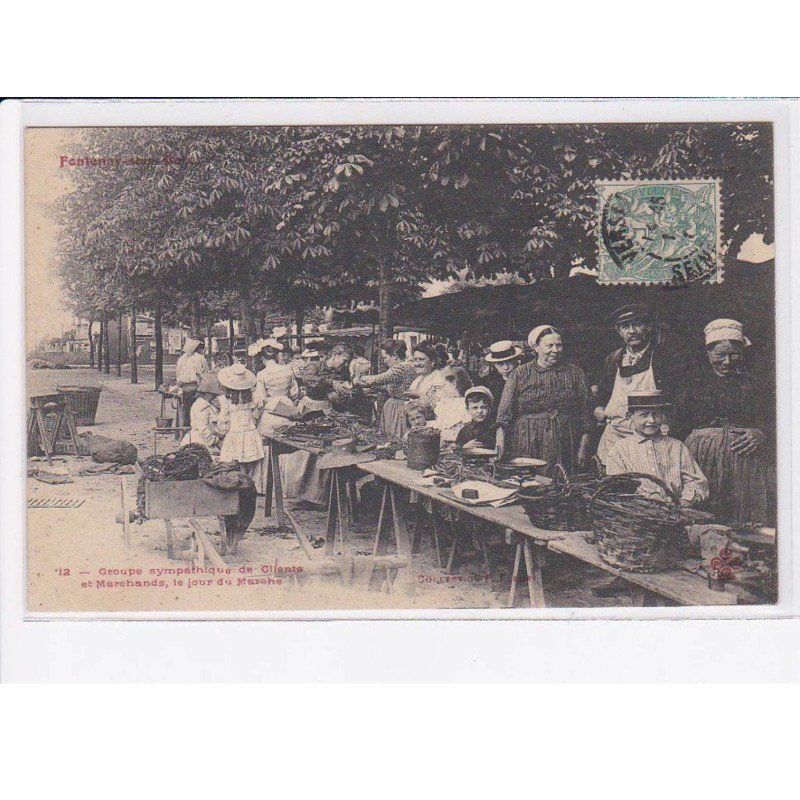 FONTENAY-sous-BOIS: groupe sympathique de clients et marchands le jour du marché - très bon état