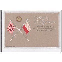 MULHOUSE : un salut de mulhouse 1ere fete de gymnastique des societe de la haute-alsace (gauffrée) - un coin plié