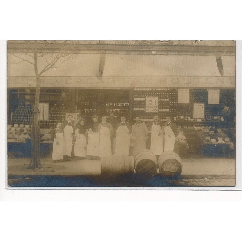 CARTE PHOTO A LOCALISER : paris(?) epicerie - tres bon etat