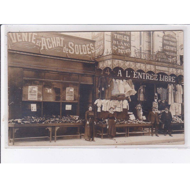 TOURS : carte photo - magasin au grand saint-martin, L. Lalliot,   74 rue des halles - très bon état