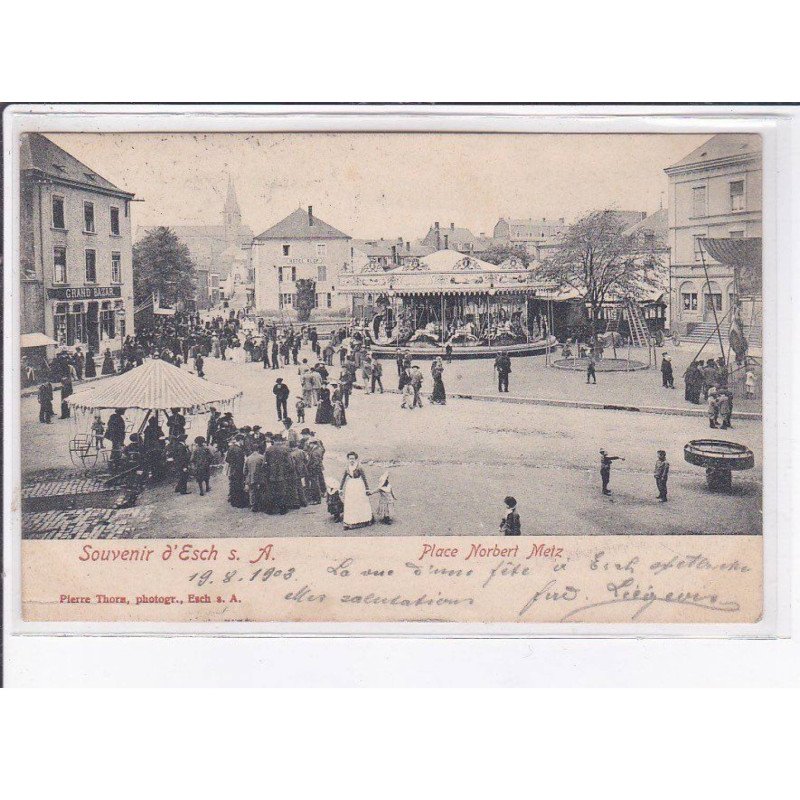 LUXEMBOURG: souvenir d' Esch sur Alzette, place norbert Metz, manège - état