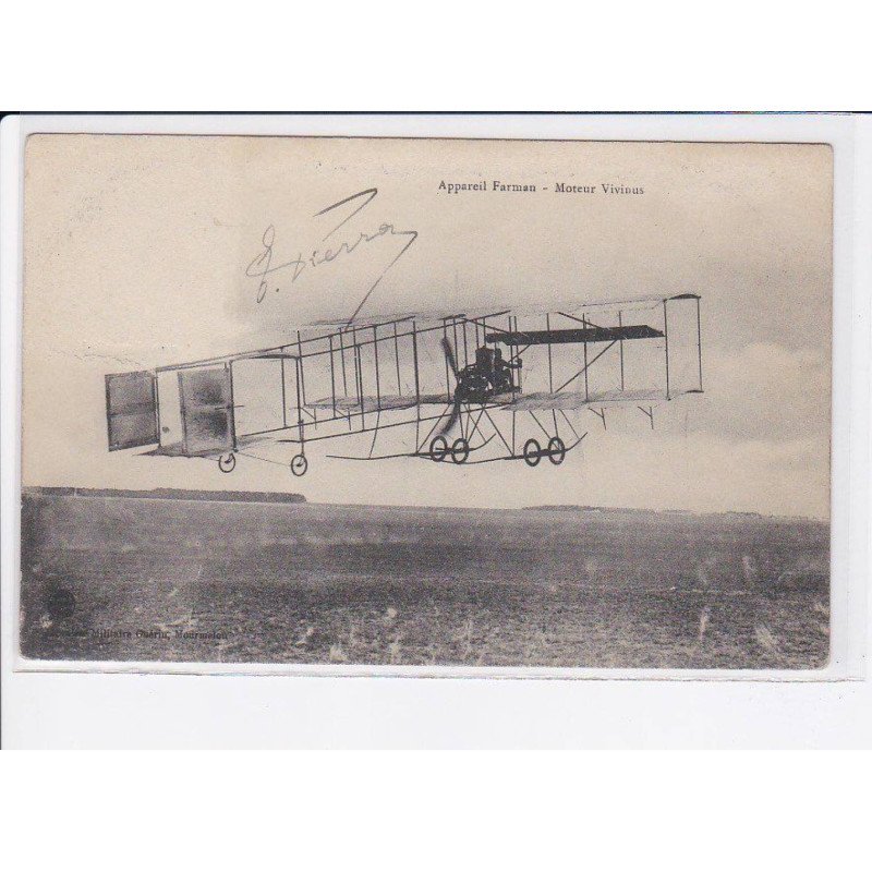AVIATION: AUTOGRAPHE: appareil farman, moteur vivinus - très bon état