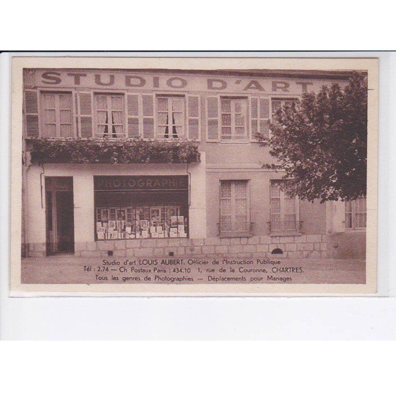 CHARTRES: studio d'art, Louis Aubert officier de l'instruction publique - très bon état