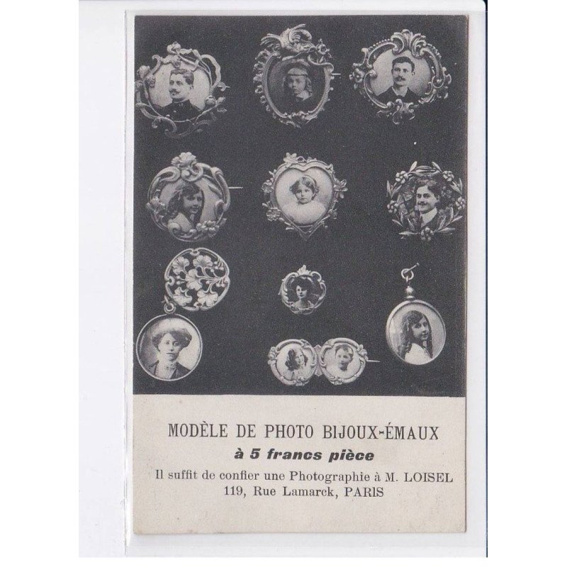 PARIS: modèle de photo bijoux-émaux à 5 francs pièce, 75018 - très bon état