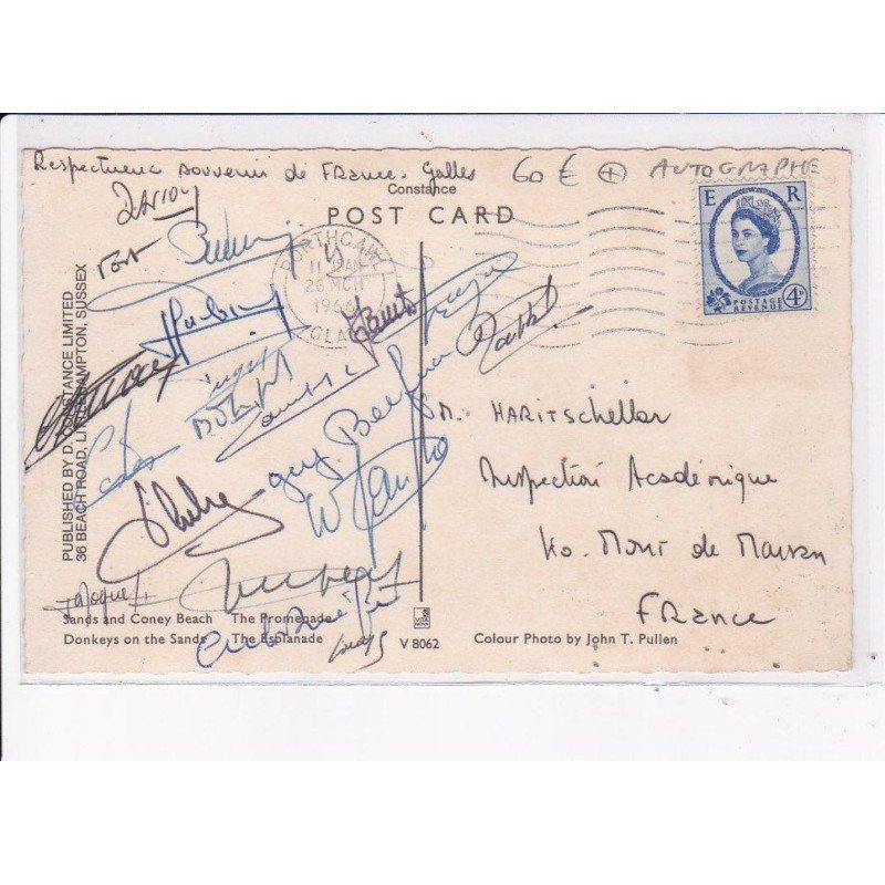 RUGBY: autographe, greetings from porthcawl - très bon état