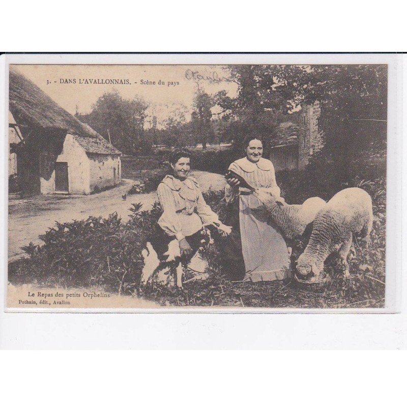 AVALLON: scène du pays, le repas des petits orphelins - très bon état