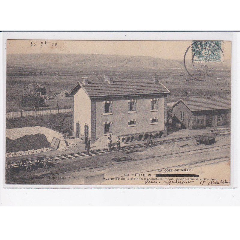 CHABLIS: vue prise de la maison robinet-dumont, la cote de milly - très bon état