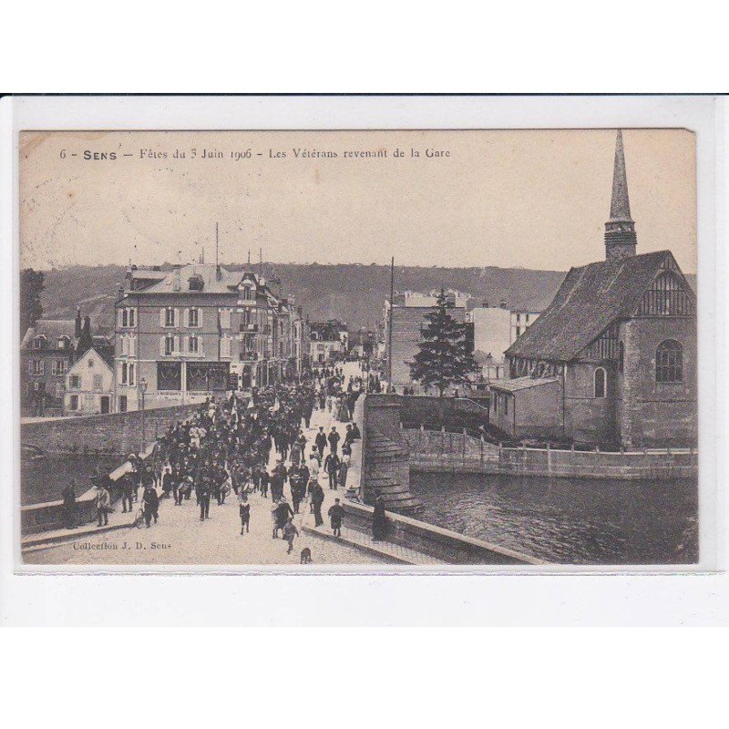 SENS: fêtes du 3 juin 1906, les vétérans revenant de la gare - très bon état