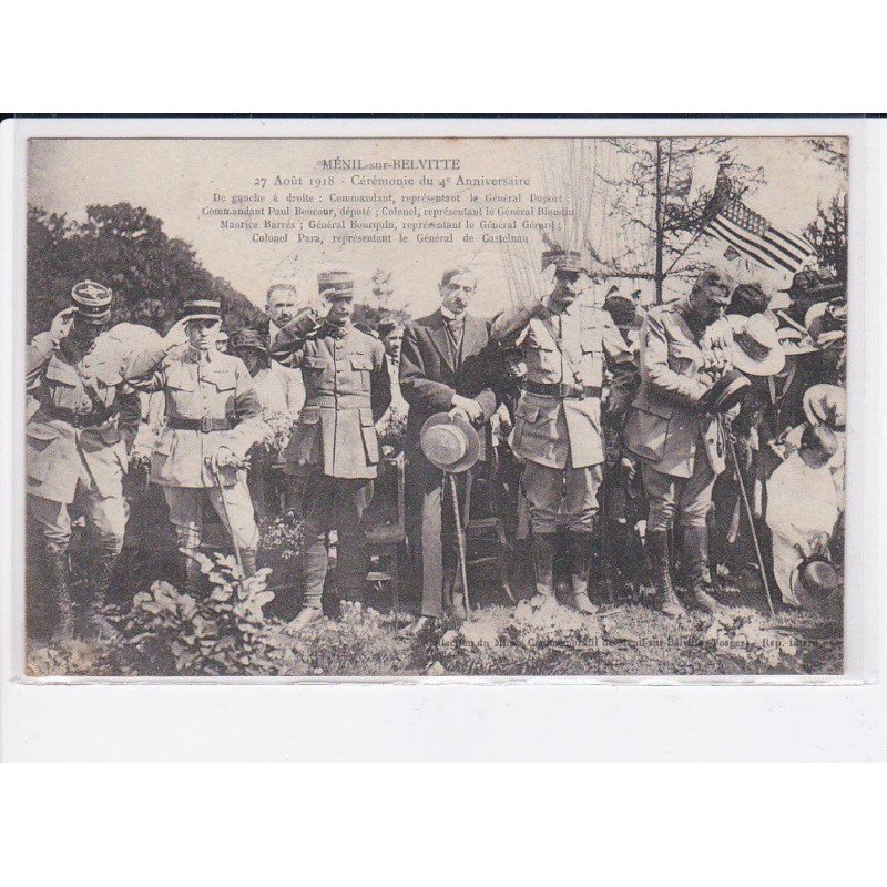 MENIL-sur-BELVITTE: 27 août 1918, cérémonie du 4e anniversaire - très bon état
