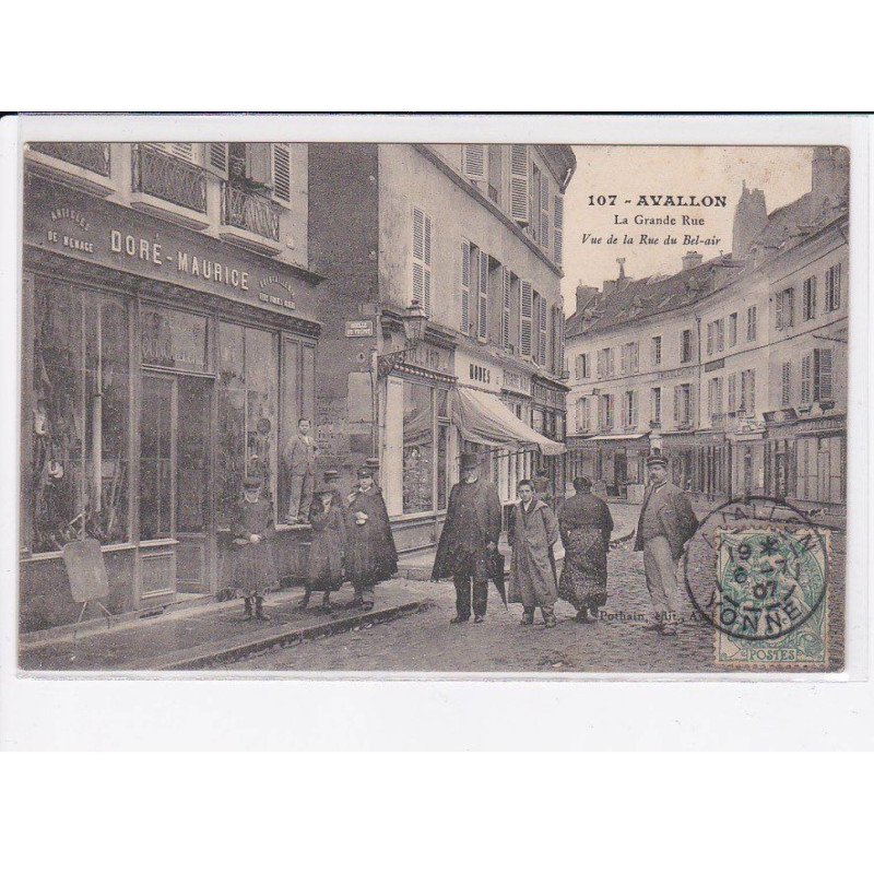 AVALLON: la grande rue, vue de la rue du bel-air - très bon état