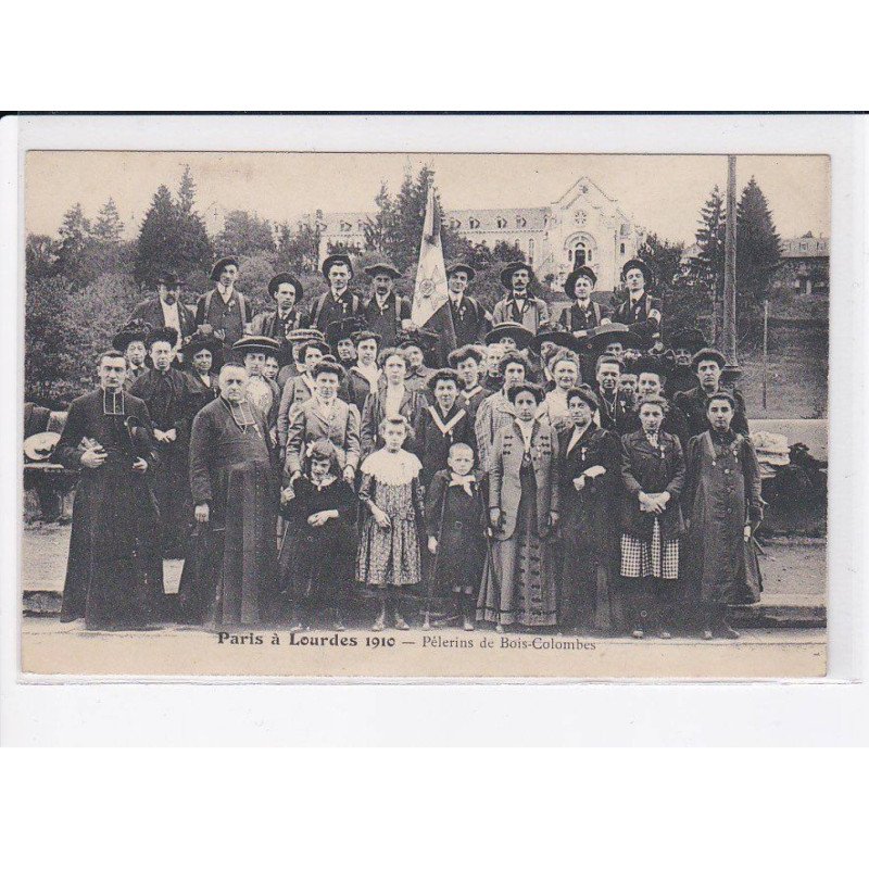 BOIS-COLOMBES: paris à lourdes 1910, pélerins de bois-colombes - très bon état
