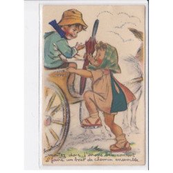 BOURET Germaine : carte postale a systeme - très bon état