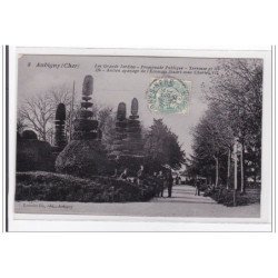AUBIGNY : les grands jardins, promenade publique, terasse et les ifs, ancien apanage de l'ecossais stuart -tres bon etat