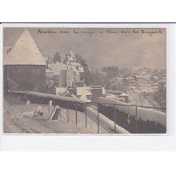 AVALLON: sous la neige, vue sur les remparts - très bon état