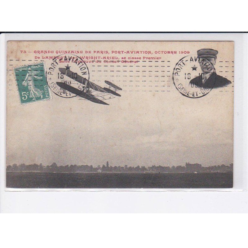 PORT-AVIATION: grande auizaine de paris, 1909 de Lambert sur wright-ariel - très bon état
