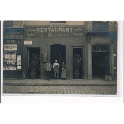 LYON - CARTE PHOTO - Restaurant A. Martin - Jeux de boules - Grande Rue de la Guillotière - très bon état