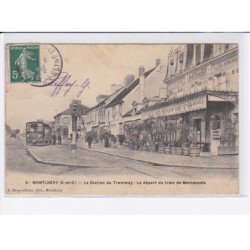 MONTLHERY: la station du tramway, le départ du train de marcoussis - très bon état