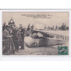 ISSY-les-MOULINEAUX: course d'aviation paris-madrid 1911, départ, l'appareil de train, après l'accident - très bon état