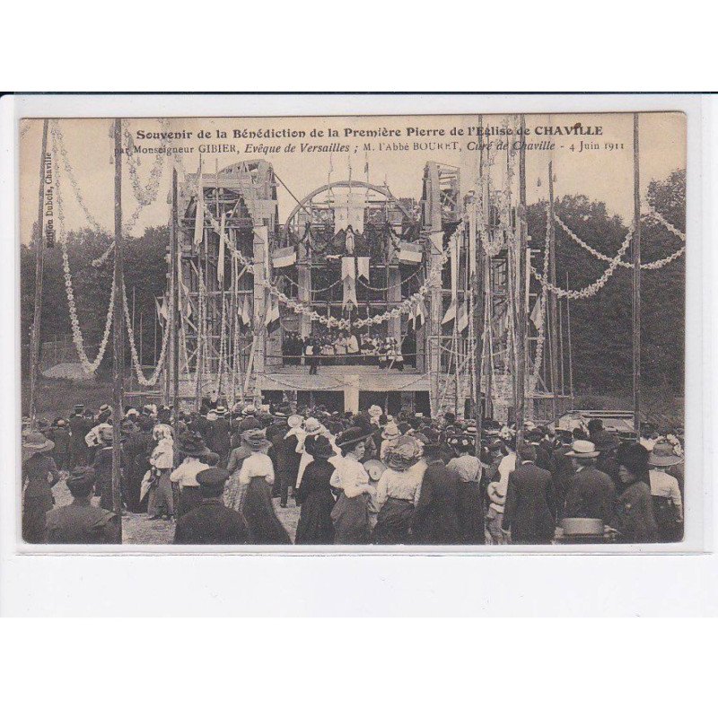 CHAVILLE: souvenir de bénédiction de première pierre l'église monseigneur Gibier évêque de versailles - très bon état